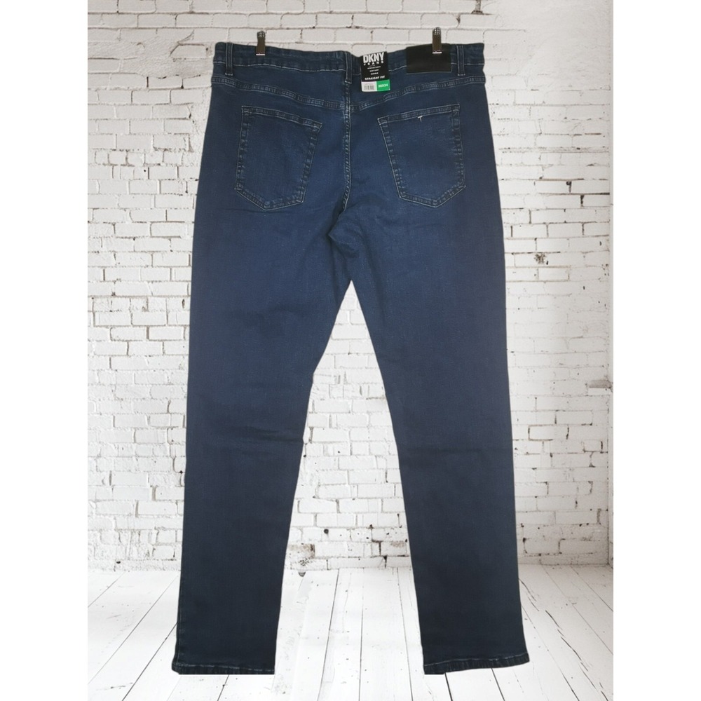DKNY Duane Jeans Mens 38x34 Blue Stretch Straight Fit NEW
